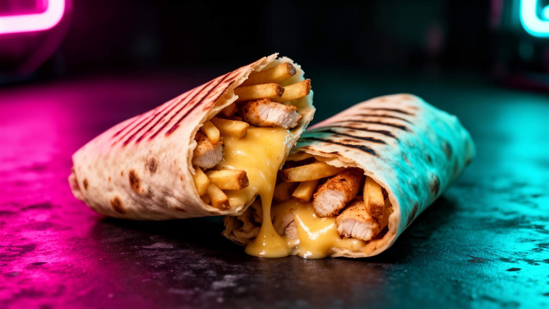 French taco con patatine e formaggio fuso